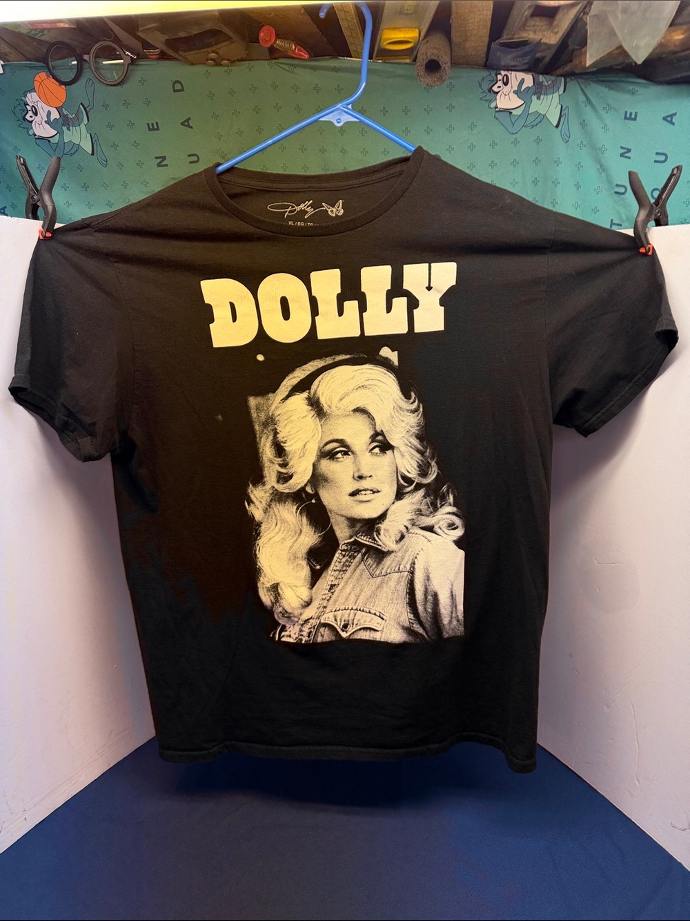 Dollcake Black Tee with Cream Script and Butterfly
